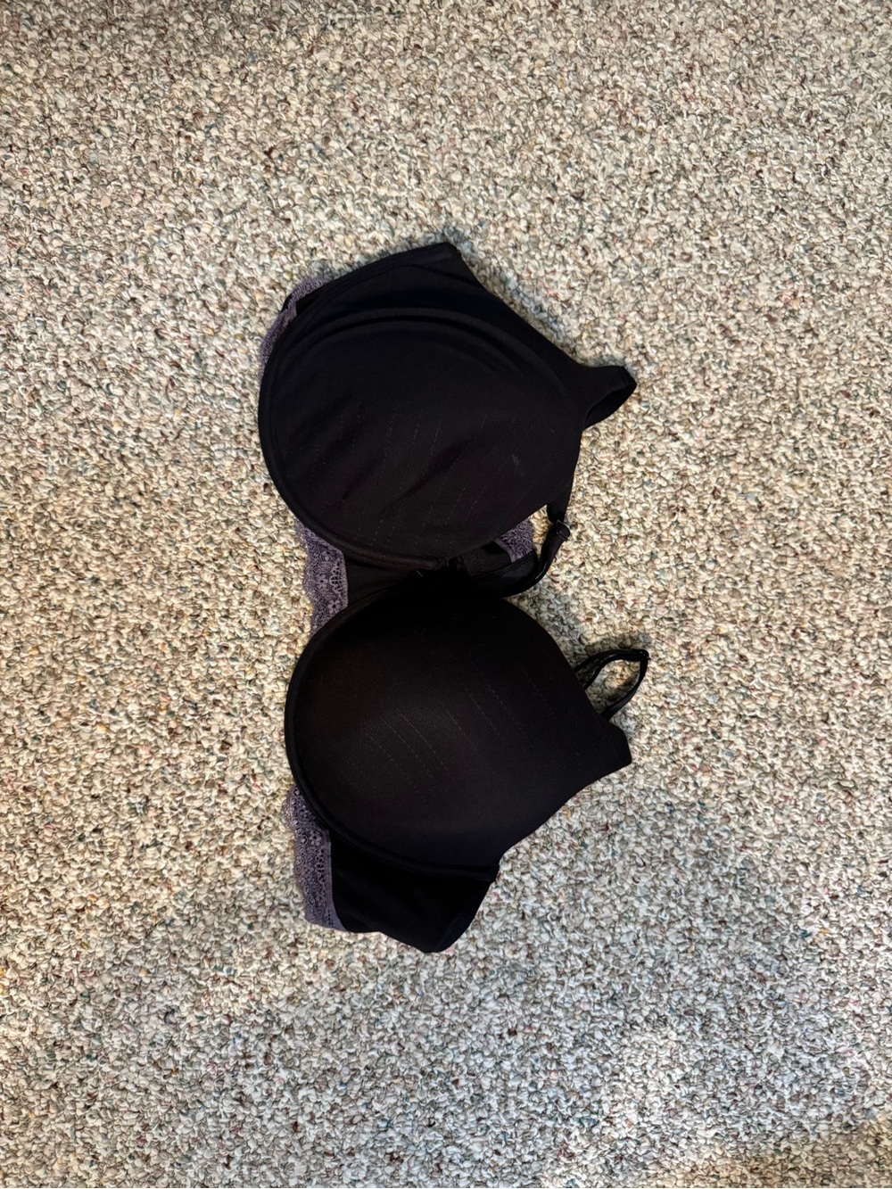 Adore Me Black Purple Lace-Trim Everyday T-Shirt Bra - Women Intimates